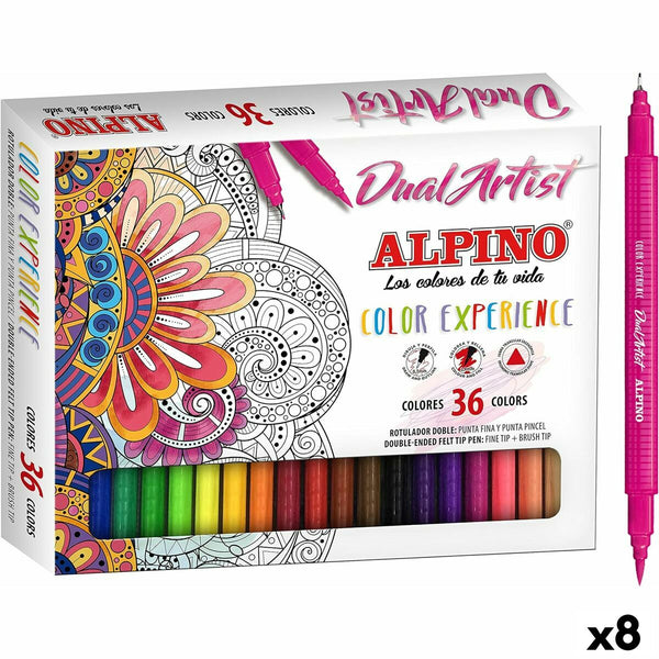 Tuschpennor Alpino Dual Artist Multicolour (8 antal)-Kontor och Kontorsmaterial, Kulspetspennor, pennor och skrivverktyg-Alpino-peaceofhome.se