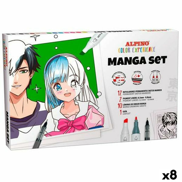 Tuschpennor Alpino Manga Color Experience (8 antal)-Kontor och Kontorsmaterial, Kulspetspennor, pennor och skrivverktyg-Alpino-peaceofhome.se