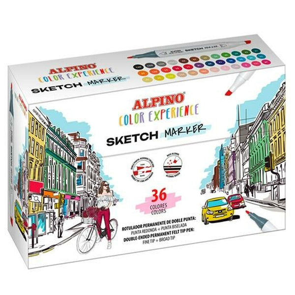 Tuschpennor Alpino Sketch Marker Dubbel ände Multicolour (4 antal)-Kontor och Kontorsmaterial, Kulspetspennor, pennor och skrivverktyg-Alpino-peaceofhome.se