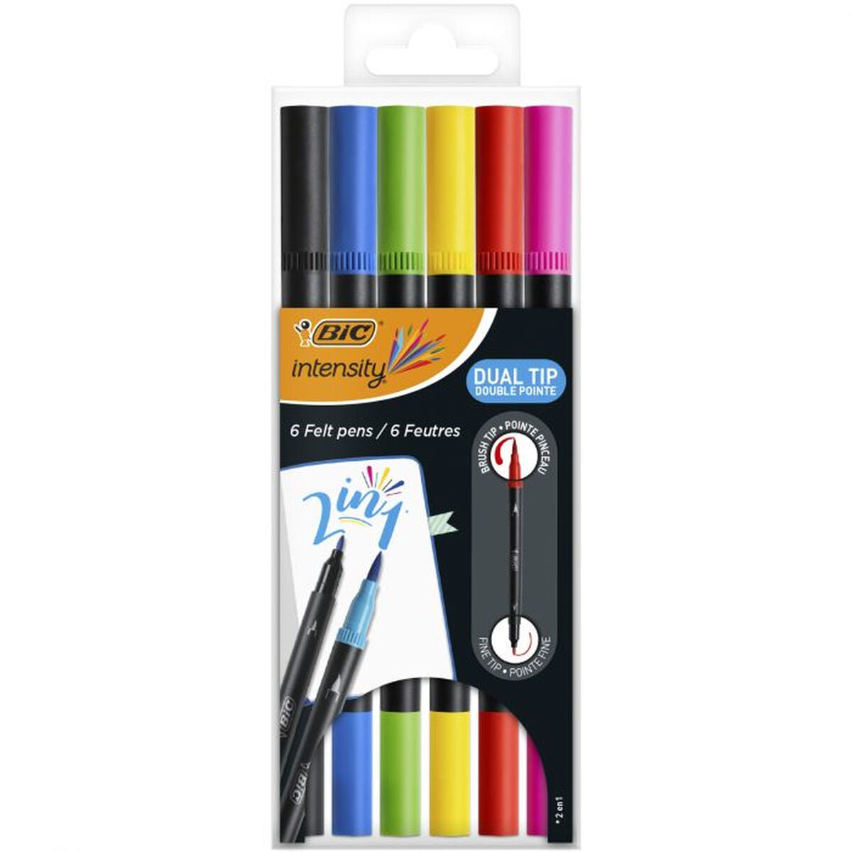 Tuschpennor Bic Intensity Dual Tip Multicolour 6 Delar-Kontor och Kontorsmaterial, Kulspetspennor, pennor och skrivverktyg-Bic-peaceofhome.se