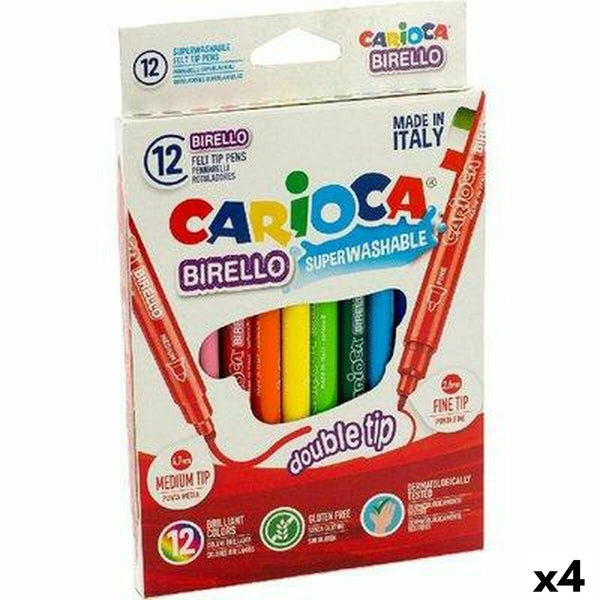 Tuschpennor Carioca Birello 12 Delar Multicolour Dubbel ände (12 Delar) (4 antal)-Kontor och Kontorsmaterial, Kulspetspennor, pennor och skrivverktyg-Carioca-peaceofhome.se