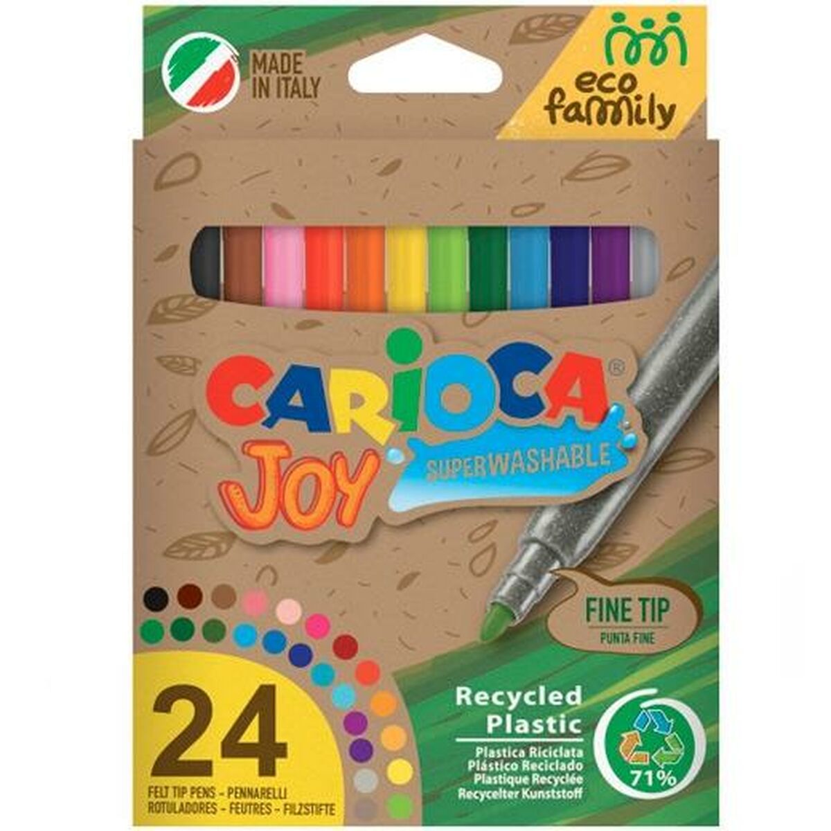 Tuschpennor Carioca Joy Eco Family 24 Delar Multicolour (24 antal)-Kontor och Kontorsmaterial, Kulspetspennor, pennor och skrivverktyg-Carioca-peaceofhome.se