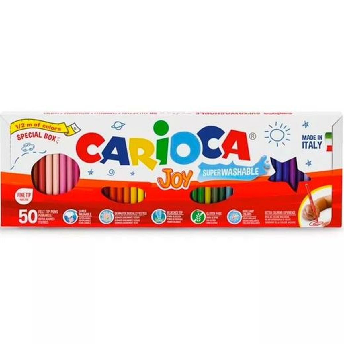 Tuschpennor Carioca Joy Multicolour (12 antal)-Kontor och Kontorsmaterial, Kulspetspennor, pennor och skrivverktyg-Carioca-peaceofhome.se