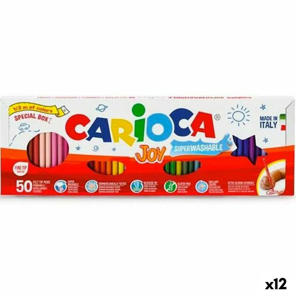 Tuschpennor Carioca Joy Multicolour (12 antal)-Kontor och Kontorsmaterial, Kulspetspennor, pennor och skrivverktyg-Carioca-peaceofhome.se