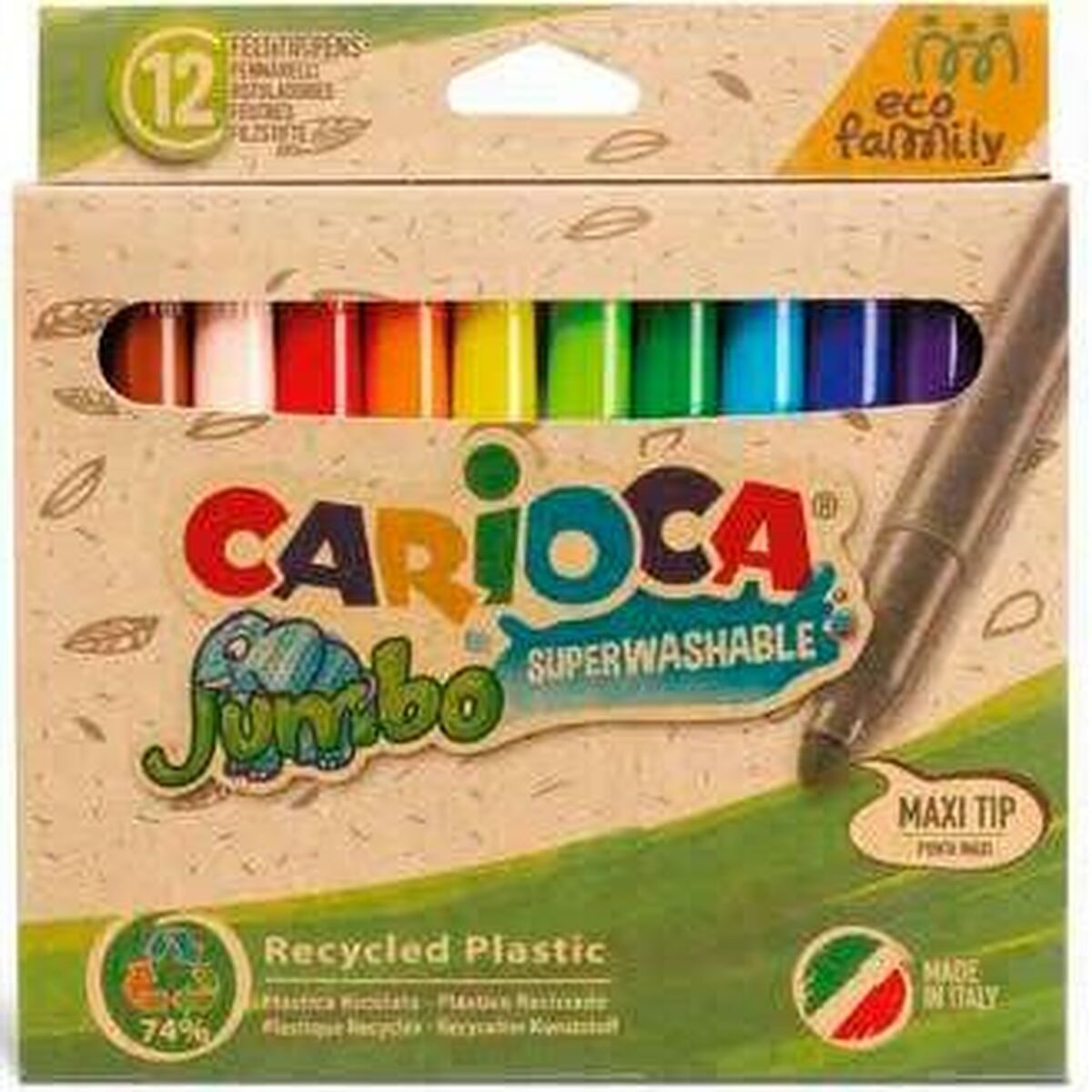 Tuschpennor Carioca Jumbo Eco Family 24 Delar Multicolour (24 antal)-Kontor och Kontorsmaterial, Kulspetspennor, pennor och skrivverktyg-Carioca-peaceofhome.se