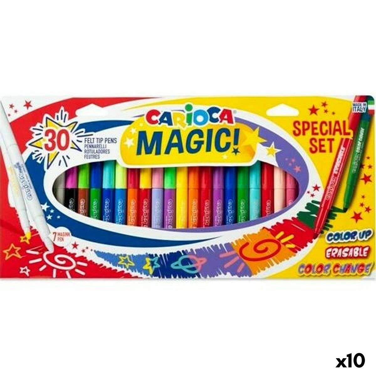 Tuschpennor Carioca Magic! Multicolour 30 Delar (10 antal)-Kontor och Kontorsmaterial, Kulspetspennor, pennor och skrivverktyg-Carioca-peaceofhome.se