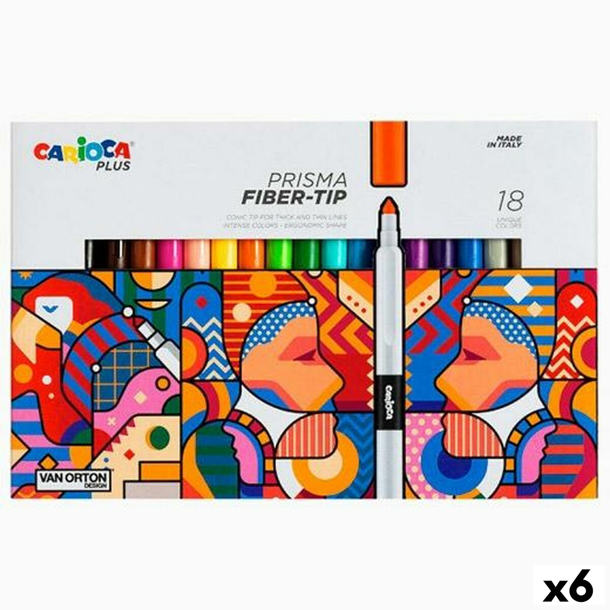 Tuschpennor Carioca Prisma Multicolour 18 Delar (6 antal)-Kontor och Kontorsmaterial, Kulspetspennor, pennor och skrivverktyg-Carioca-peaceofhome.se