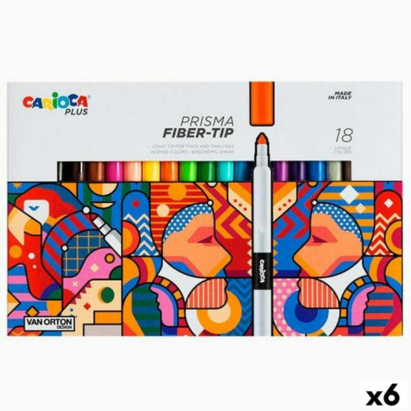 Tuschpennor Carioca Prisma Multicolour 18 Delar (6 antal)-Kontor och Kontorsmaterial, Kulspetspennor, pennor och skrivverktyg-Carioca-peaceofhome.se