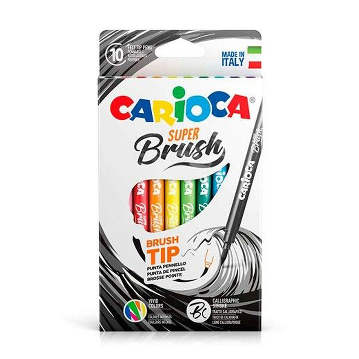 Tuschpennor Carioca Super Brush Multicolour 10 Delar (24 antal)-Kontor och Kontorsmaterial, Kulspetspennor, pennor och skrivverktyg-Carioca-peaceofhome.se