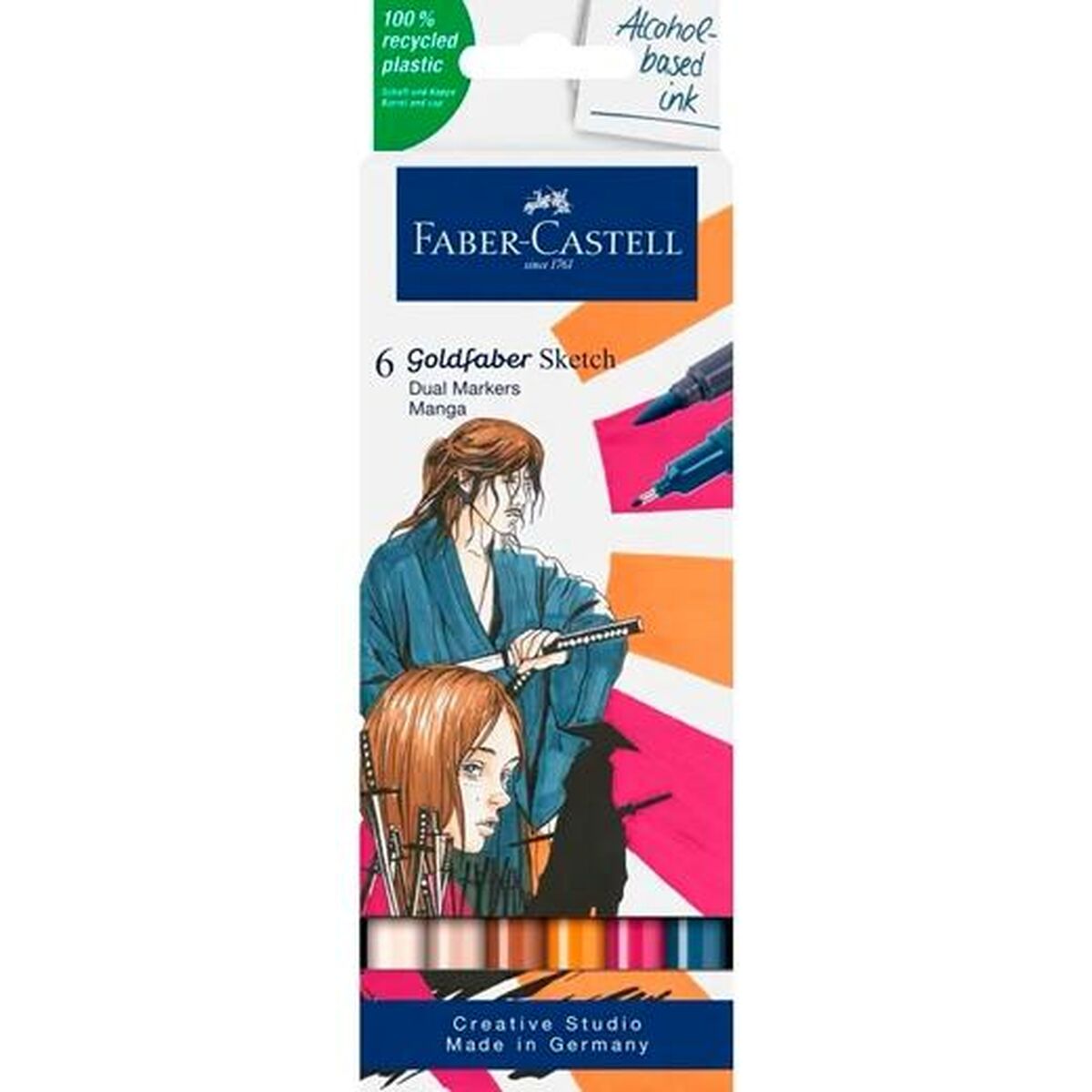 Tuschpennor Faber-Castell Goldfaber Sketch - Manga Double 6 Delar-Kontor och Kontorsmaterial, Kulspetspennor, pennor och skrivverktyg-Faber-Castell-peaceofhome.se