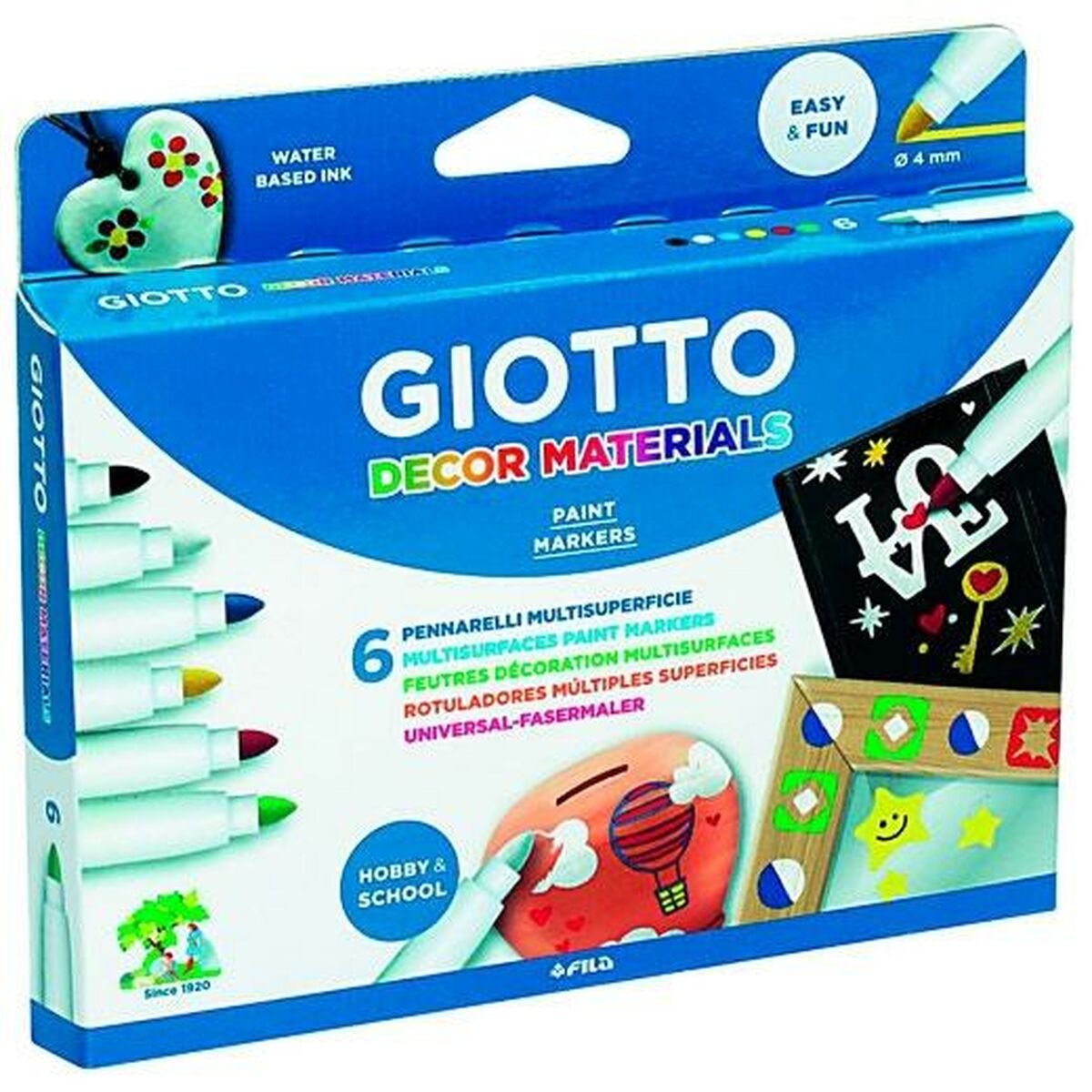 Tuschpennor Giotto Multicolour 6 Delar (6 antal)-Kontor och Kontorsmaterial, Kulspetspennor, pennor och skrivverktyg-Giotto-peaceofhome.se