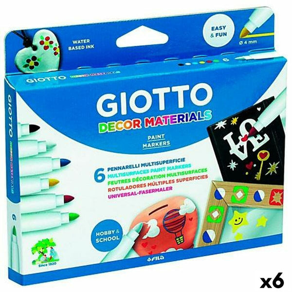 Tuschpennor Giotto Multicolour 6 Delar (6 antal)-Kontor och Kontorsmaterial, Kulspetspennor, pennor och skrivverktyg-Giotto-peaceofhome.se