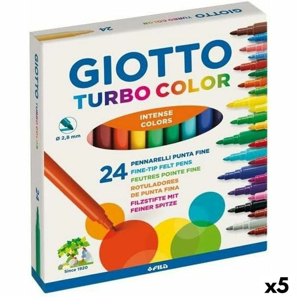 Tuschpennor Giotto Turbo Color Multicolour (5 antal)-Kontor och Kontorsmaterial, Kulspetspennor, pennor och skrivverktyg-Giotto-peaceofhome.se