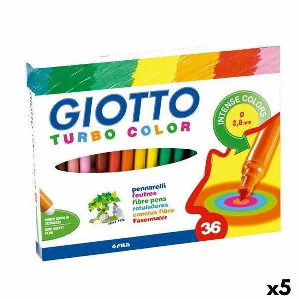 Tuschpennor Giotto Turbo Color Multicolour (5 antal)-Kontor och Kontorsmaterial, Kulspetspennor, pennor och skrivverktyg-Giotto-peaceofhome.se