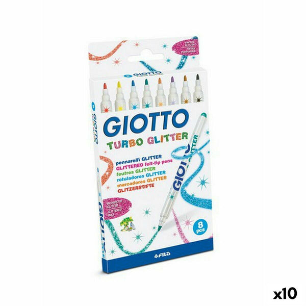 Tuschpennor Giotto Turbo Glitter Multicolour (10 antal)-Kontor och Kontorsmaterial, Kulspetspennor, pennor och skrivverktyg-Giotto-peaceofhome.se
