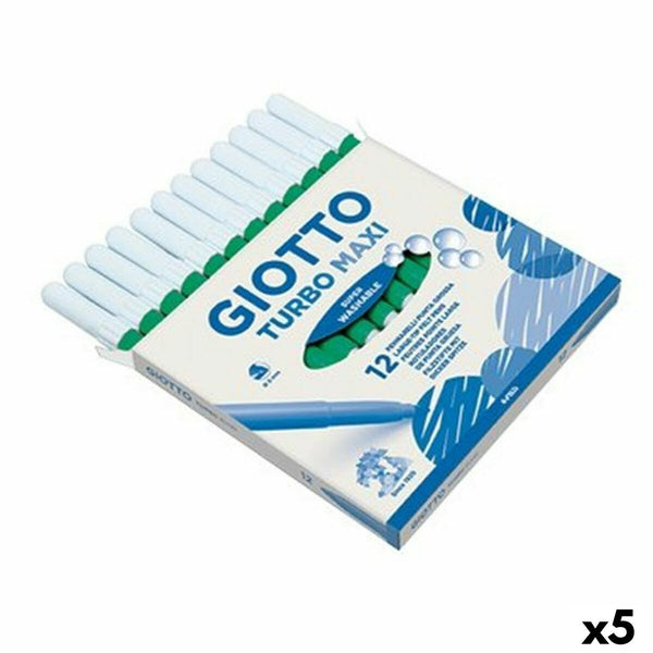 Tuschpennor Giotto Turbo Maxi Grön (5 antal)-Kontor och Kontorsmaterial, Kulspetspennor, pennor och skrivverktyg-Giotto-peaceofhome.se