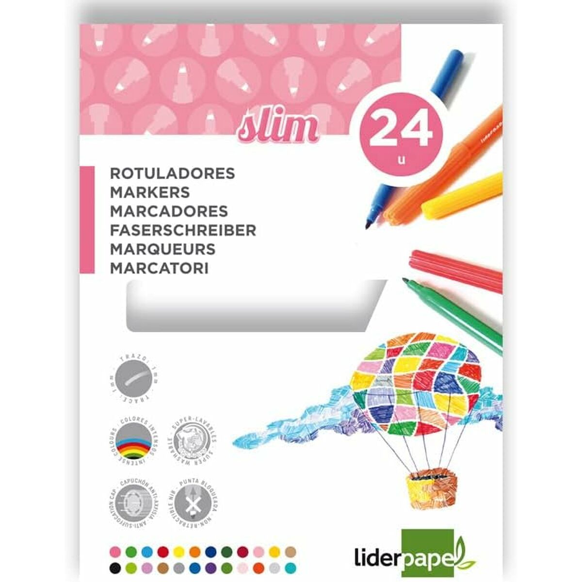 Tuschpennor Liderpapel RT07 Multicolour (24 Delar)-Kontor och Kontorsmaterial, Kulspetspennor, pennor och skrivverktyg-Liderpapel-peaceofhome.se