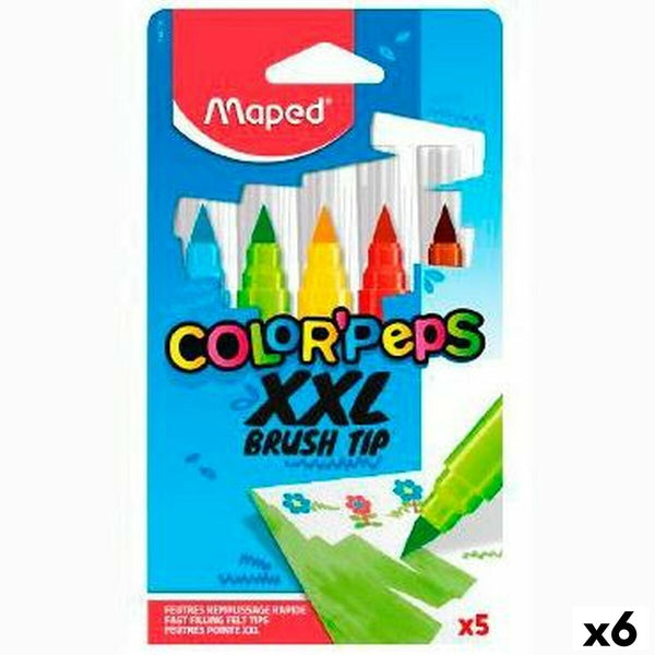 Tuschpennor Maped Color' Peps Jumbo XXL Multicolour 5 Delar (6 Delar)-Kontor och Kontorsmaterial, Kulspetspennor, pennor och skrivverktyg-Maped-peaceofhome.se