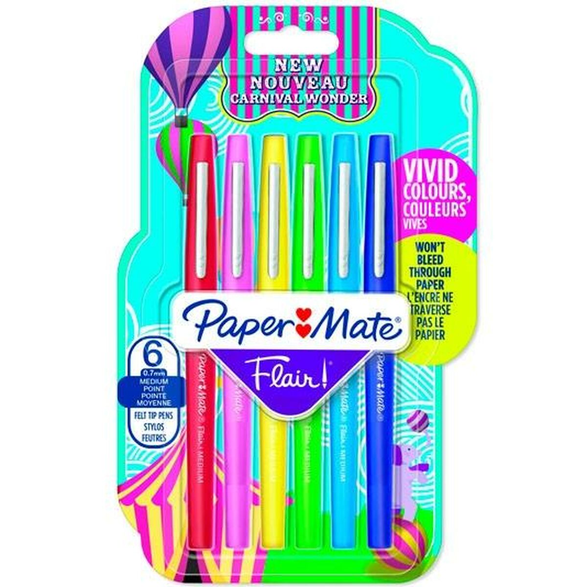 Tuschpennor Paper Mate Flair Multicolour 6 Delar (2 antal)-Kontor och Kontorsmaterial, Kulspetspennor, pennor och skrivverktyg-Paper Mate-peaceofhome.se