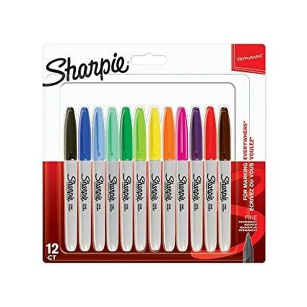 Tuschpennor Sharpie 2065404 12 Delar Multicolour-Kontor och Kontorsmaterial, Kulspetspennor, pennor och skrivverktyg-Sharpie-peaceofhome.se