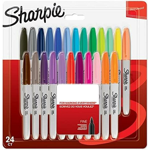 Tuschpennor Sharpie 24 Delar Permanent Multicolour 0,9 mm-Kontor och Kontorsmaterial, Kulspetspennor, pennor och skrivverktyg-Sharpie-peaceofhome.se