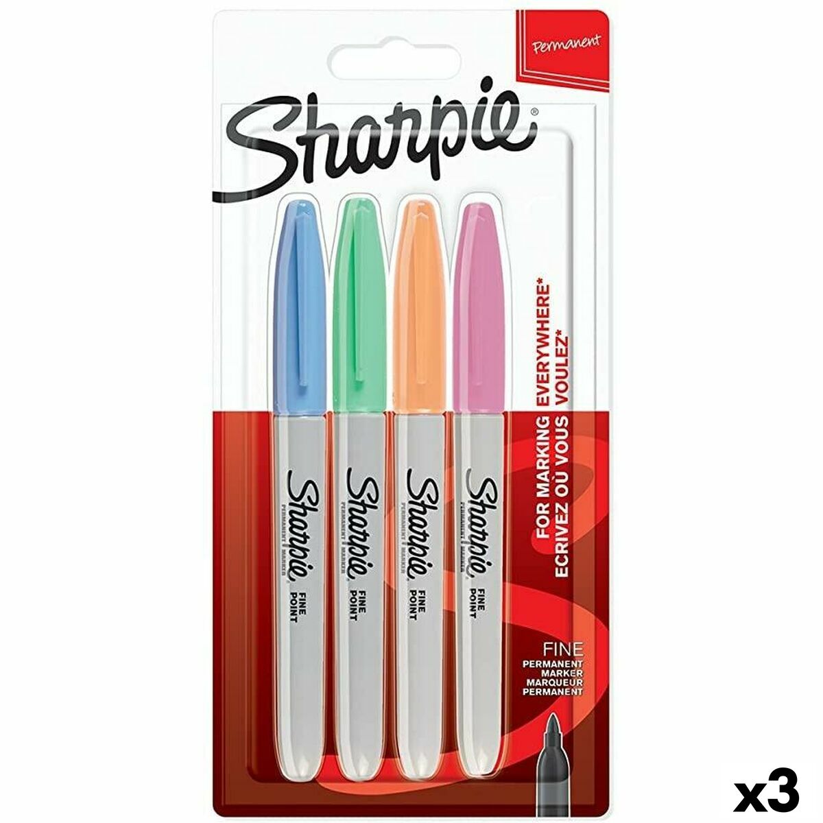 Tuschpennor Sharpie 4 Delar Multicolour (3 antal)-Kontor och Kontorsmaterial, Kulspetspennor, pennor och skrivverktyg-Sharpie-peaceofhome.se