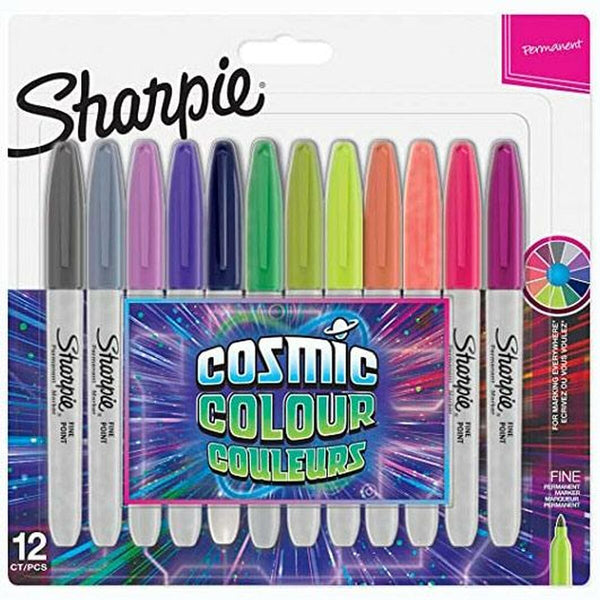 Tuschpennor Sharpie Cosmic Multicolour 12 Delar-Kontor och Kontorsmaterial, Kulspetspennor, pennor och skrivverktyg-Sharpie-peaceofhome.se