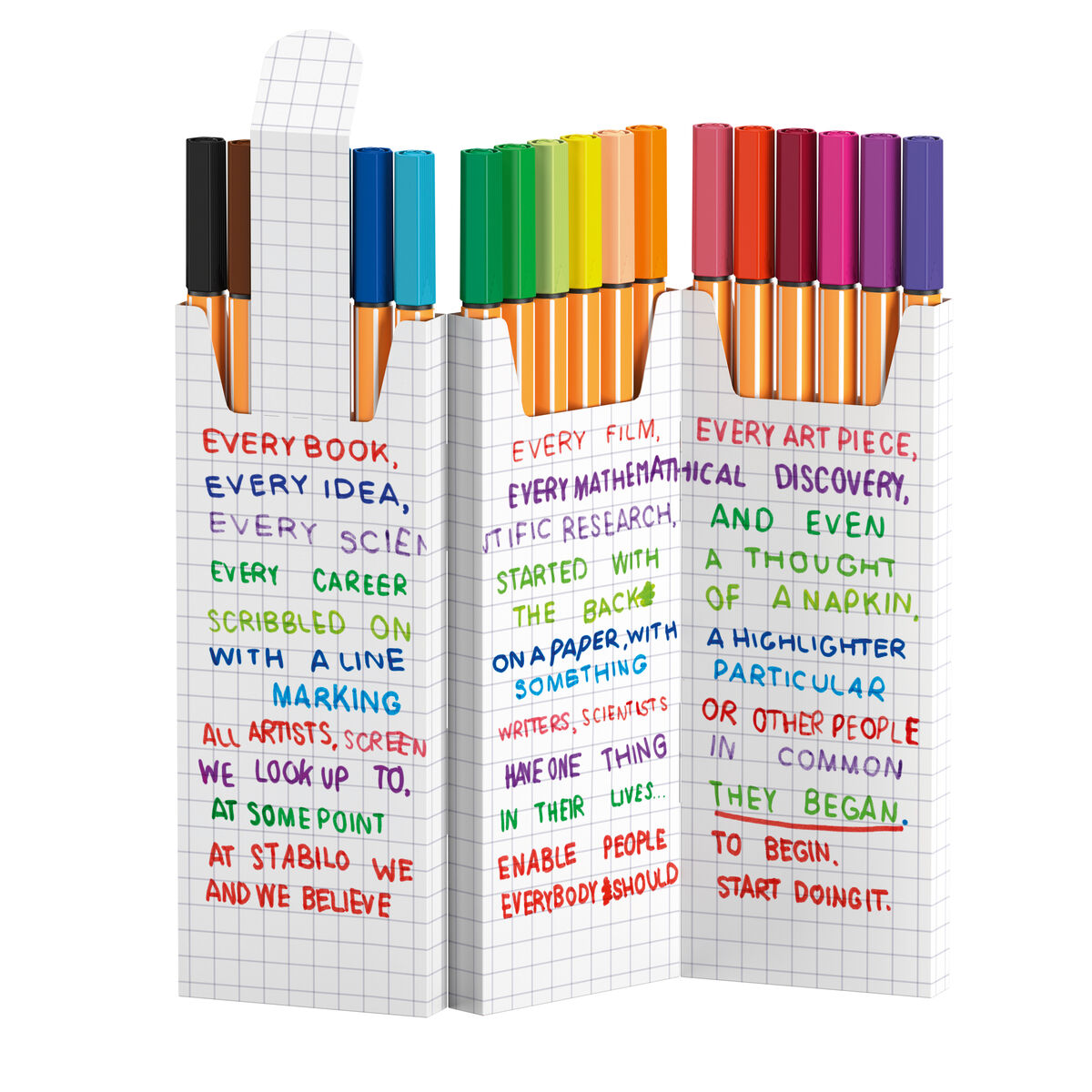 Tuschpennor Stabilo Multicolour 18 Delar-Kontor och Kontorsmaterial, Kulspetspennor, pennor och skrivverktyg-Stabilo-peaceofhome.se