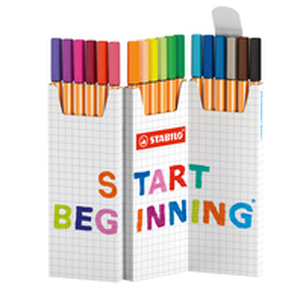 Tuschpennor Stabilo Multicolour 18 Delar-Kontor och Kontorsmaterial, Kulspetspennor, pennor och skrivverktyg-Stabilo-peaceofhome.se