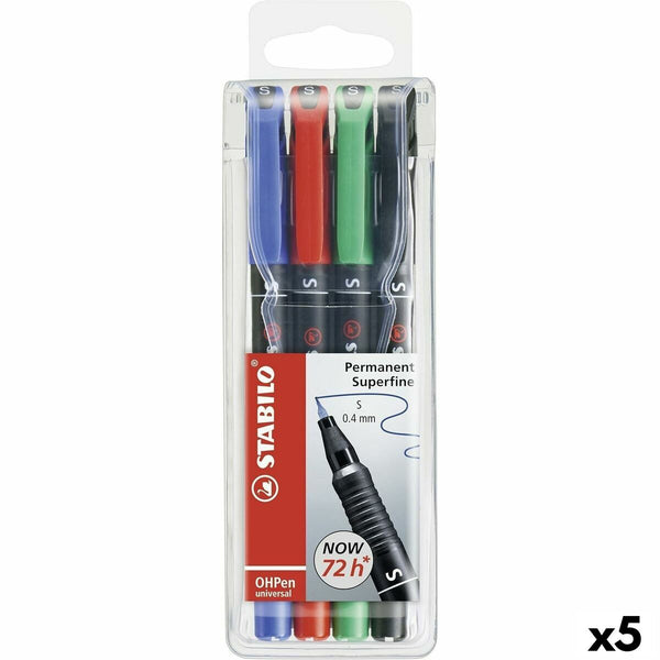 Tuschpennor Stabilo OHPEN UNIVERSAL Multicolour 0,4 mm 4 Delar (5 antal)-Kontor och Kontorsmaterial, Kulspetspennor, pennor och skrivverktyg-Stabilo-peaceofhome.se