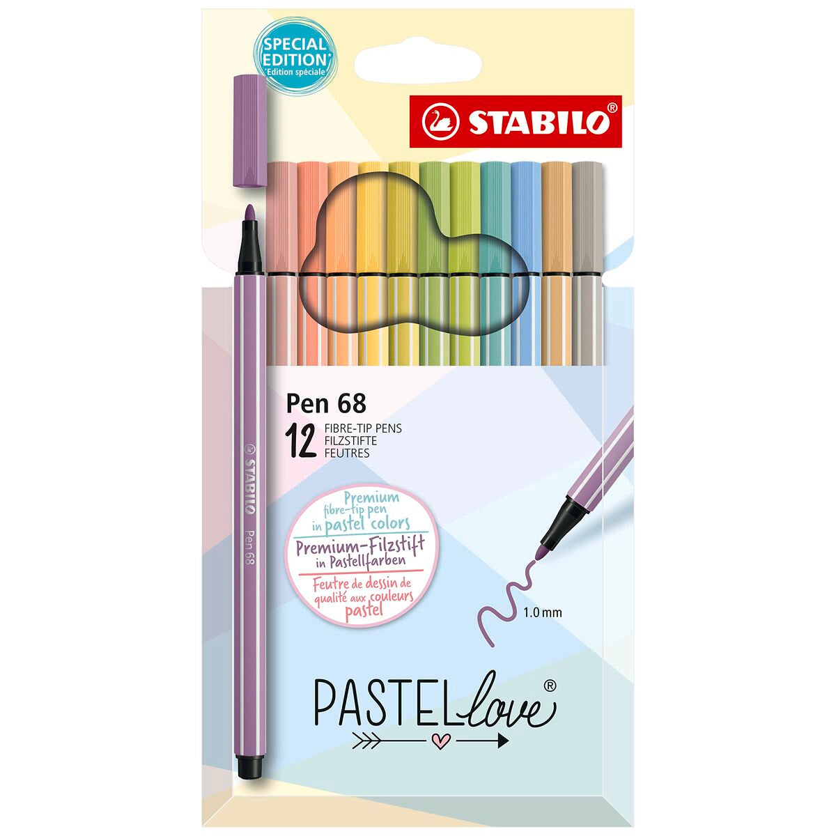 Tuschpennor Stabilo Pastel Love Multicolour Bakverk (12 Delar)-Kontor och Kontorsmaterial, Kulspetspennor, pennor och skrivverktyg-Stabilo-peaceofhome.se