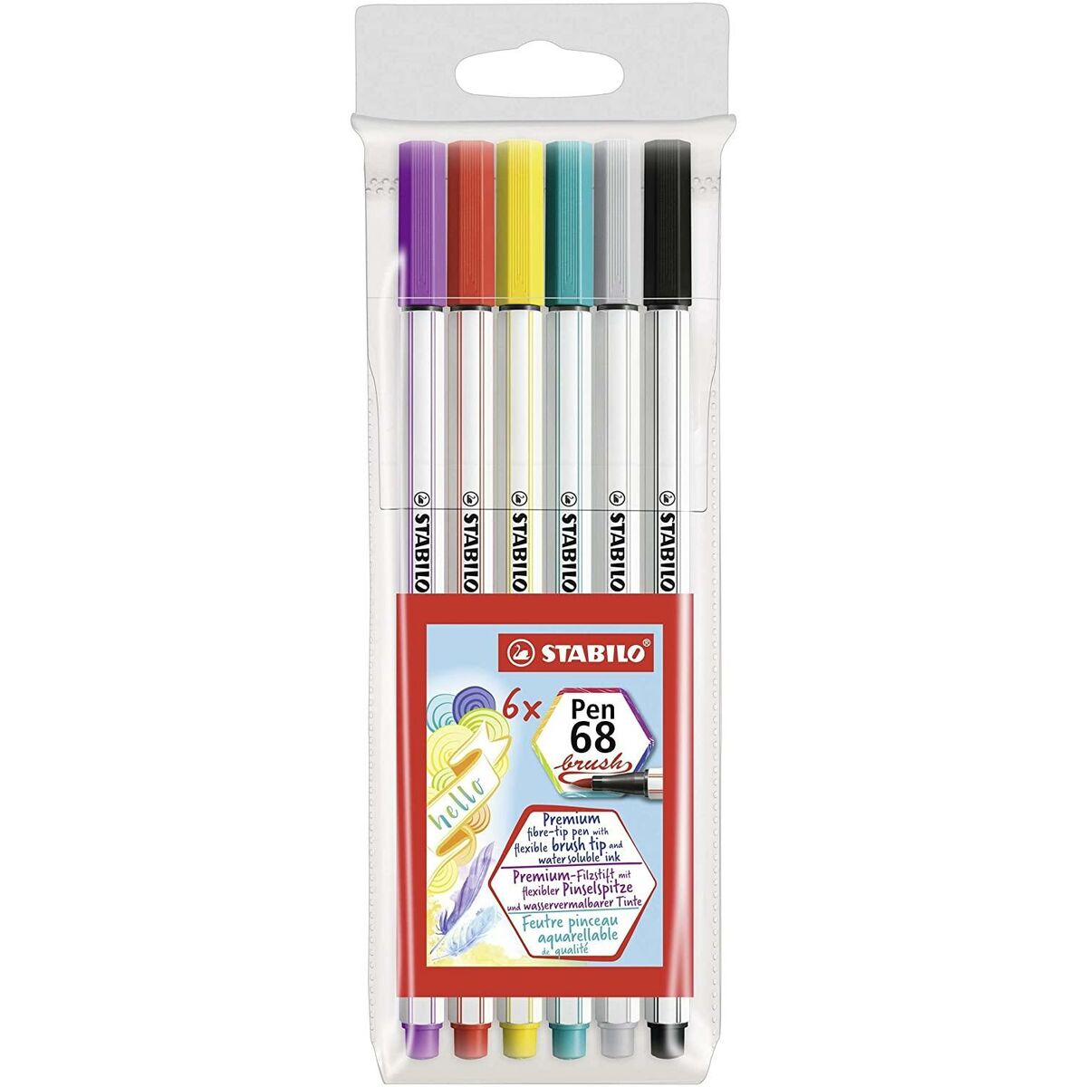 Tuschpennor Stabilo Pen 68 Brush Multicolour (10 antal)-Kontor och Kontorsmaterial, Kulspetspennor, pennor och skrivverktyg-Stabilo-peaceofhome.se