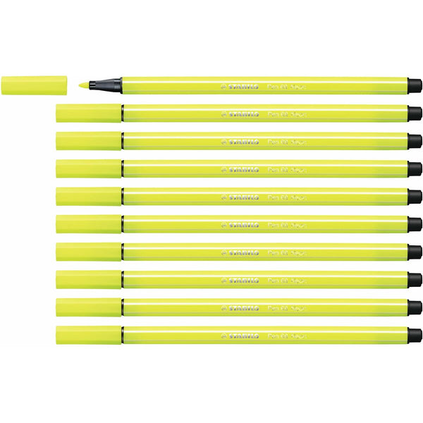 Tuschpennor Stabilo Pen 68 Fluorescerande Gul (10 Delar)-Kontor och Kontorsmaterial, Kulspetspennor, pennor och skrivverktyg-Stabilo-peaceofhome.se