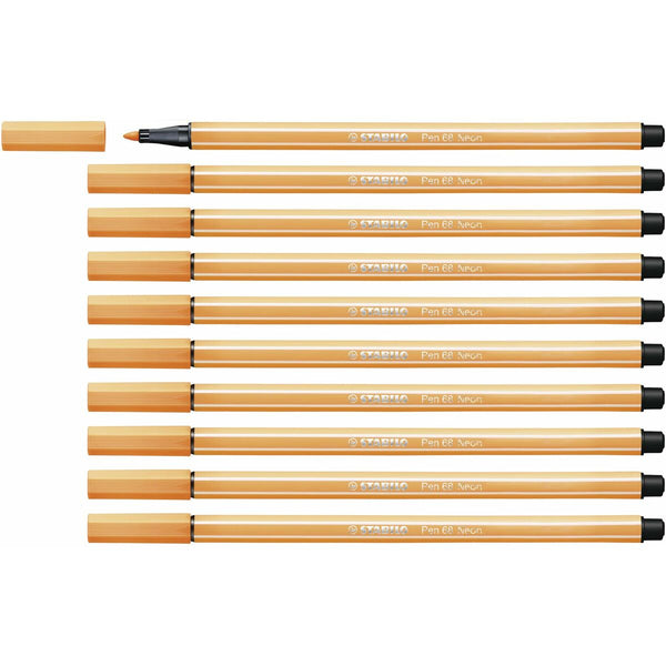Tuschpennor Stabilo Pen 68 Fluorescerande Orange (10 Delar)-Kontor och Kontorsmaterial, Kulspetspennor, pennor och skrivverktyg-Stabilo-peaceofhome.se