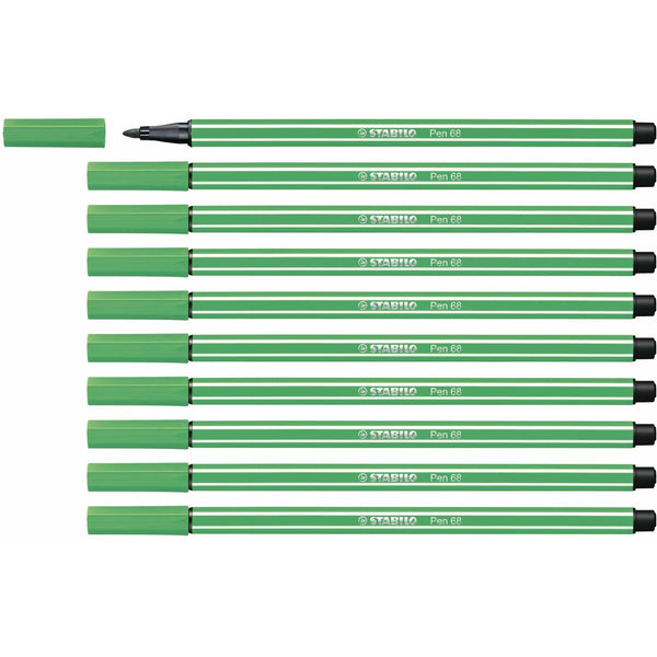 Tuschpennor Stabilo Pen 68 Grön (10 Delar)-Kontor och Kontorsmaterial, Kulspetspennor, pennor och skrivverktyg-Stabilo-peaceofhome.se