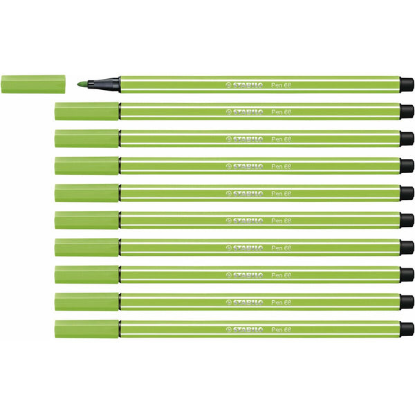 Tuschpennor Stabilo Pen 68 Ljusgrön (10 Delar)-Kontor och Kontorsmaterial, Kulspetspennor, pennor och skrivverktyg-Stabilo-peaceofhome.se