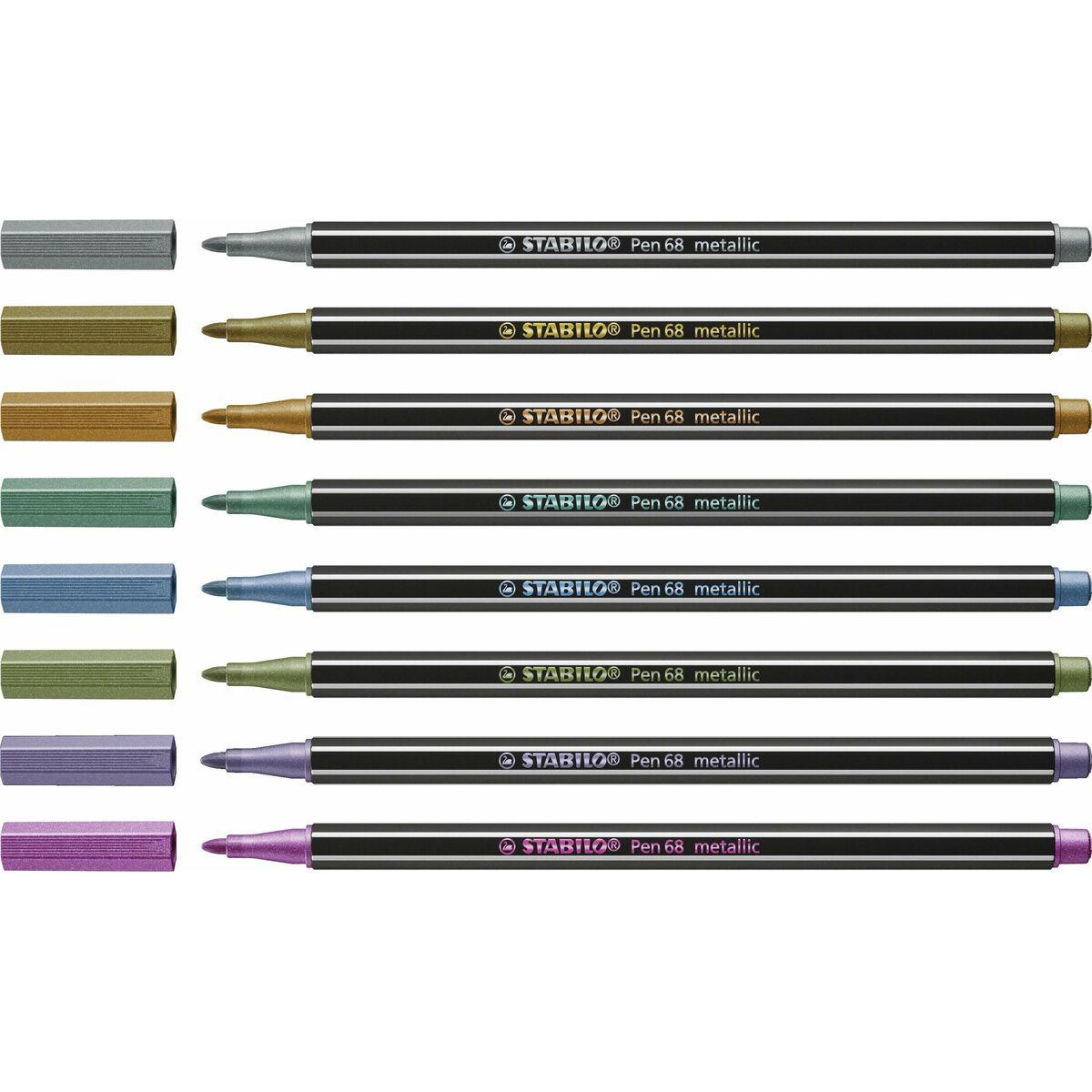 Tuschpennor Stabilo Pen 68 Metallic 8 Delar Multicolour-Kontor och Kontorsmaterial, Kulspetspennor, pennor och skrivverktyg-Stabilo-peaceofhome.se