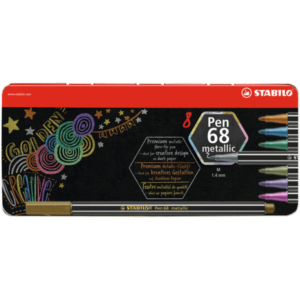 Tuschpennor Stabilo Pen 68 Metallic 8 Delar Multicolour-Kontor och Kontorsmaterial, Kulspetspennor, pennor och skrivverktyg-Stabilo-peaceofhome.se