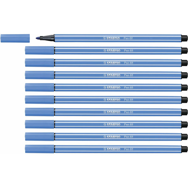 Tuschpennor Stabilo Pen 68 Mörkblå (10 Delar)-Kontor och Kontorsmaterial, Kulspetspennor, pennor och skrivverktyg-Stabilo-peaceofhome.se