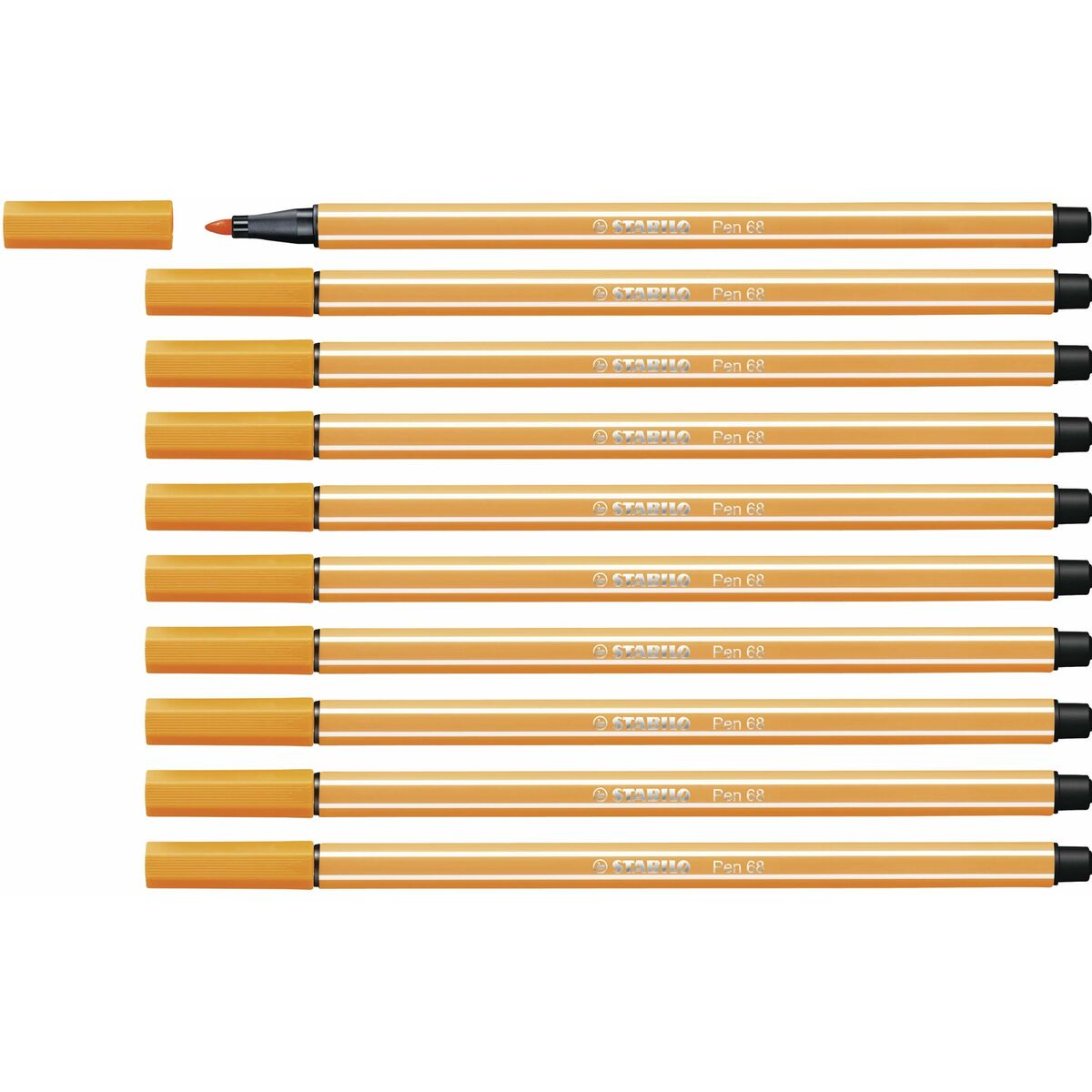 Tuschpennor Stabilo Pen 68 Orange (10 Delar)-Kontor och Kontorsmaterial, Kulspetspennor, pennor och skrivverktyg-Stabilo-peaceofhome.se