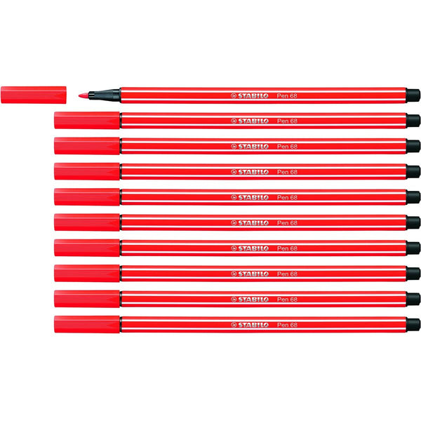 Tuschpennor Stabilo Pen 68 Röd (10 Delar)-Kontor och Kontorsmaterial, Kulspetspennor, pennor och skrivverktyg-Stabilo-peaceofhome.se