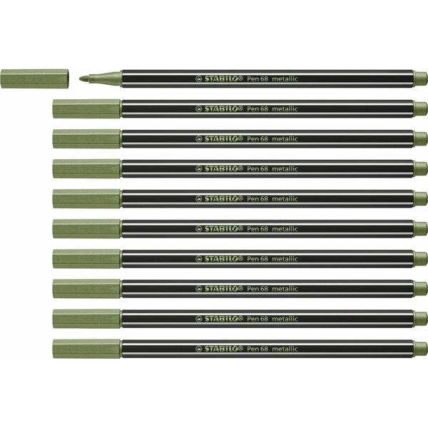 Tuschpennor Stabilo Pen 68 metallic Leaf Grön (10 Delar)-Kontor och Kontorsmaterial, Kulspetspennor, pennor och skrivverktyg-Stabilo-peaceofhome.se