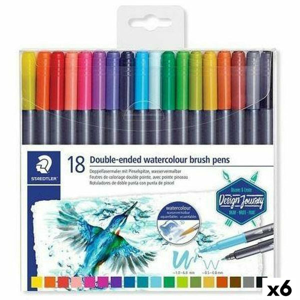 Tuschpennor Staedtler Design Journey Dubbel ände (6 Delar) (6 antal)-Kontor och Kontorsmaterial, Kulspetspennor, pennor och skrivverktyg-Staedtler-peaceofhome.se