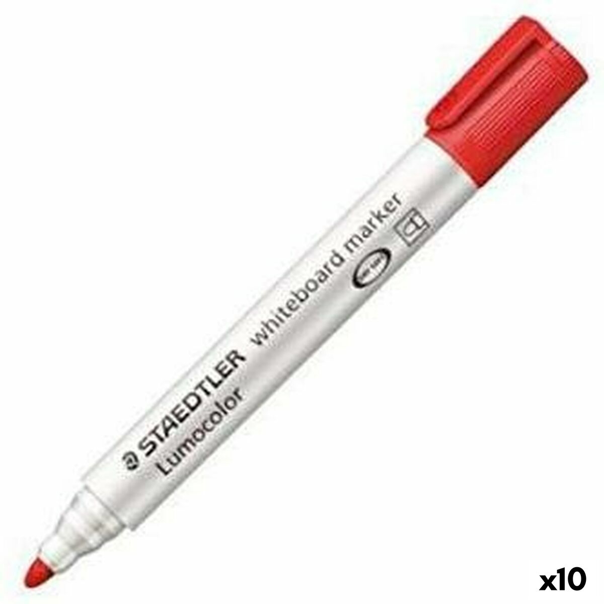 Tuschpennor Staedtler Lumocolor 351-2 Whiteboard Vit Röd (10 antal) (1 antal)-Kontor och Kontorsmaterial, Kulspetspennor, pennor och skrivverktyg-Staedtler-peaceofhome.se