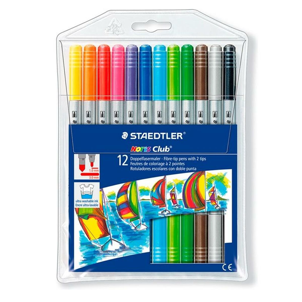 Tuschpennor Staedtler Noris Club Dubbel ände Multicolour (10 antal)-Kontor och Kontorsmaterial, Kulspetspennor, pennor och skrivverktyg-Staedtler-peaceofhome.se