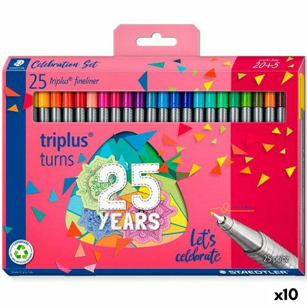 Tuschpennor Staedtler Triplus Fineliner 334 (10 antal)-Kontor och Kontorsmaterial, Kulspetspennor, pennor och skrivverktyg-Staedtler-peaceofhome.se