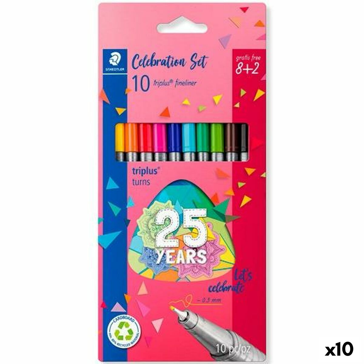 Tuschpennor Staedtler Triplus Fineliner 334 Multicolour (10 antal)-Kontor och Kontorsmaterial, Kulspetspennor, pennor och skrivverktyg-Staedtler-peaceofhome.se