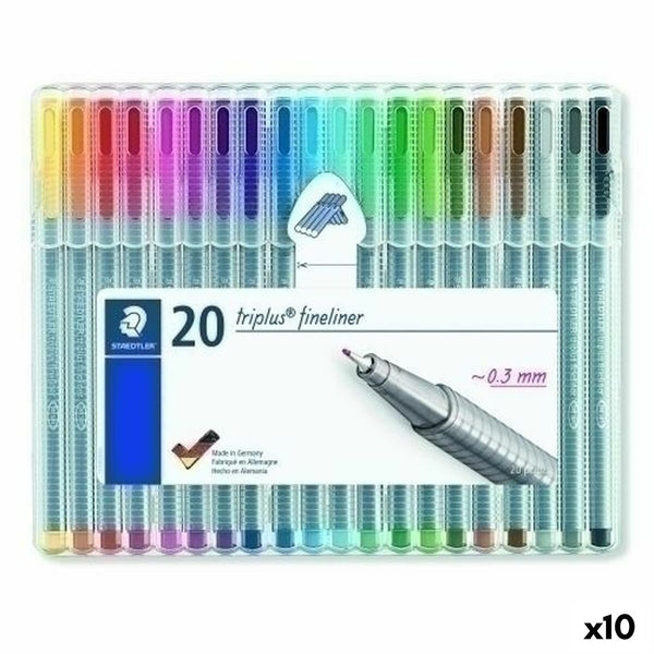 Tuschpennor Staedtler Triplus Fineliner Multicolour (10 antal)-Kontor och Kontorsmaterial, Kulspetspennor, pennor och skrivverktyg-Staedtler-peaceofhome.se