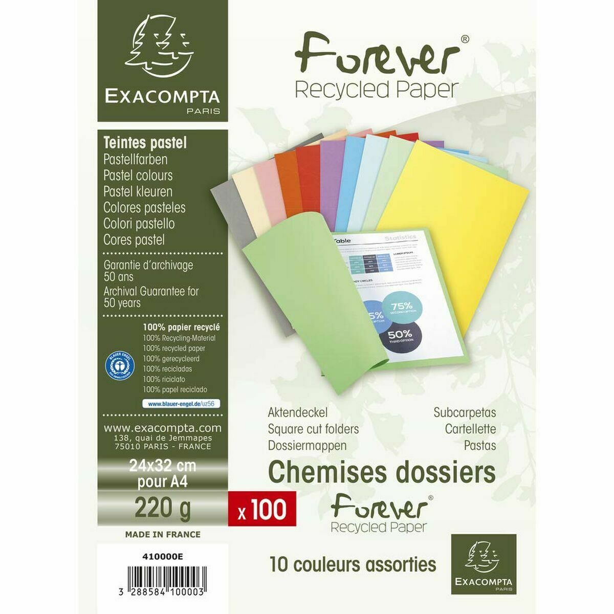 Undermapp Exacompta 410000E A4-Kontor och Kontorsmaterial, Kontorsmaterial-Exacompta-peaceofhome.se