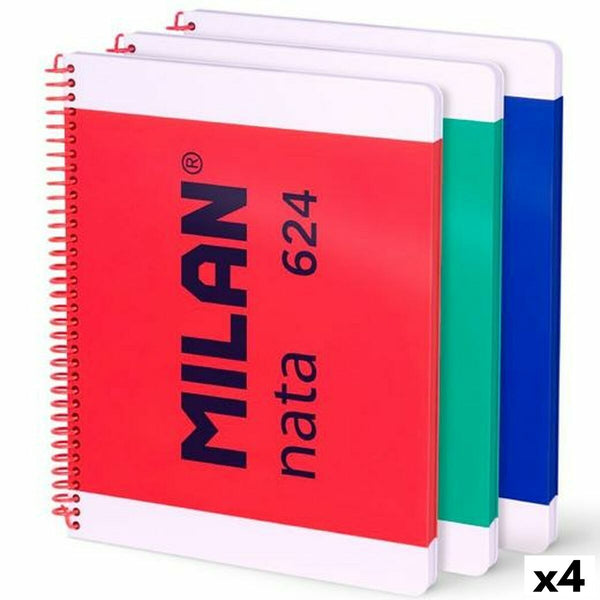 Uppsättning av övningsböcker Milan Multicolour A4 80 Blad 3 Delar (4 antal)-Kontor och Kontorsmaterial, Pappersprodukter för kontoret-Milan-peaceofhome.se